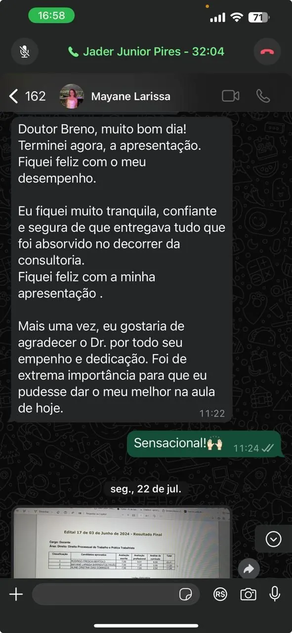Mensagem de Mayane Larissa agradecendo após uma apresentação